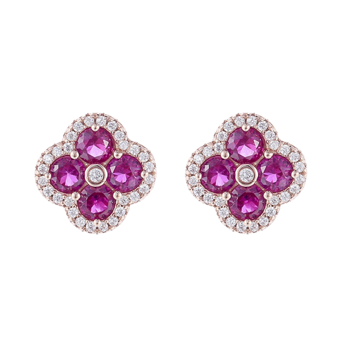 .925 Purple Blossom Radiance Silver Earrings