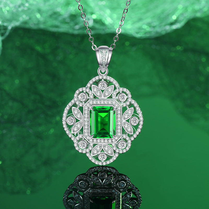 .925 Sterling Silver Emerald (Cubic Zirconia) Radiance Necklace