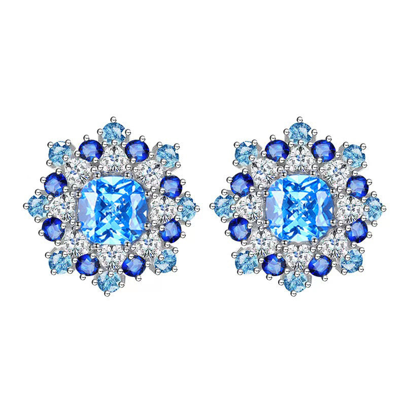 .925 Sapphire (CZ) Cascade Sparkle Earrings