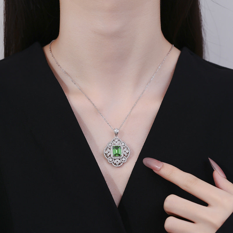 .925 Sterling Silver Emerald (Cubic Zirconia) Radiance Necklace