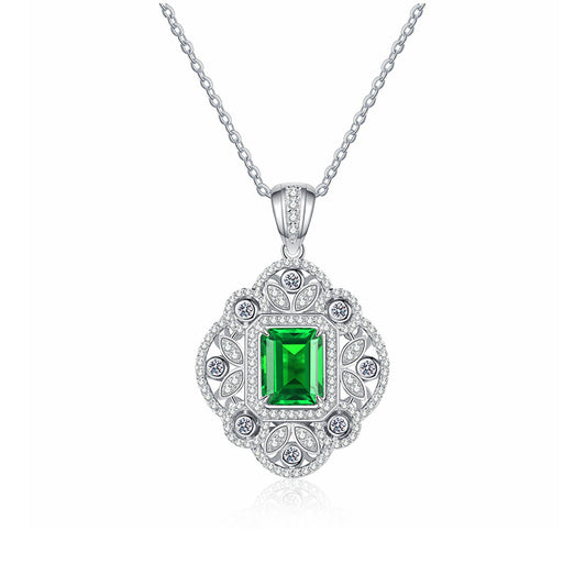 .925 Sterling Silver Emerald (Cubic Zirconia) Radiance Necklace