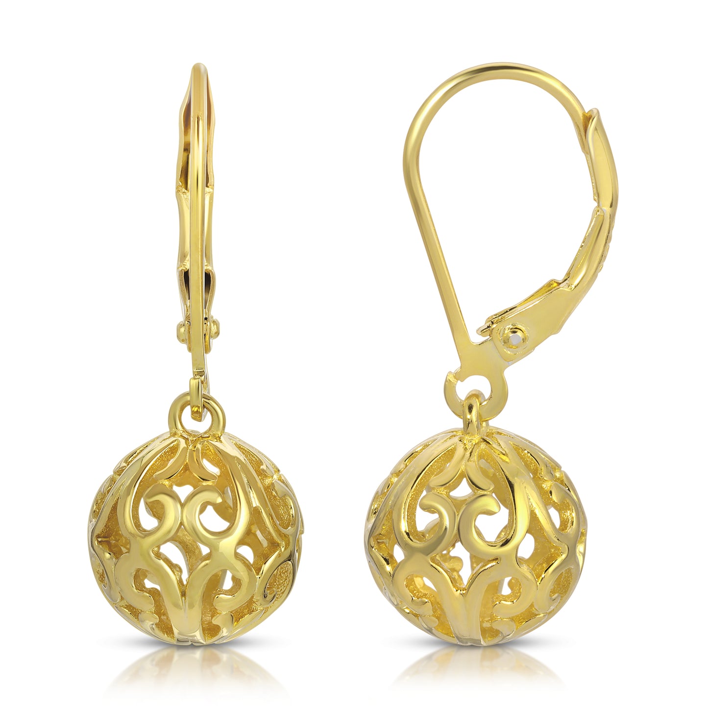 .925 Sterling Silver Filigree Ball Earrings